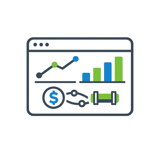 Minimal analytics dashboard icon showing shared revenue and pipeline reporting